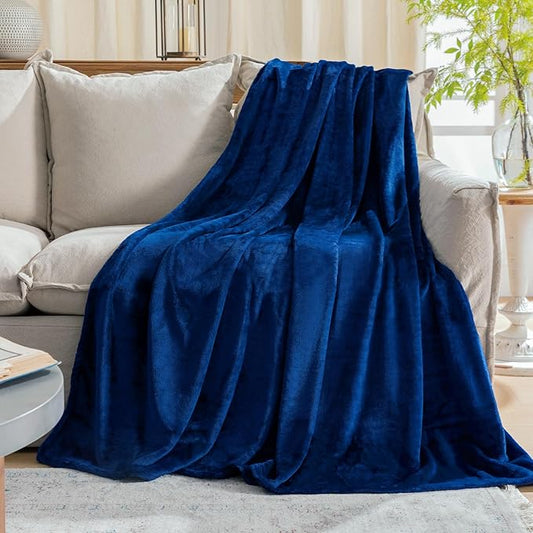 JIAHANNHA Classic Blue Throw Blanket Fleece Blanket Throw Size(60 by 80 Inches),Super Soft Cozy Plush Blanket for Couch Sofa Bed,Lightweight Warm Bed Blankets for Adults,All Season