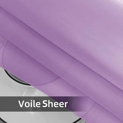 youleyar Solid Sheer Rod Pocket Curtain Voile Draperies 2 Panels White Beige Black Grey Coffee 52 Inch Width 63 Inch Long 1 Pair for Kitchen Bedroom Children Living Room Yard (Lavender,52Wｘ63L)