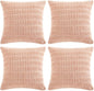Fancy Homi 4 Packs Boho Pink Decorative Throw Pillow Covers 16x16 Inch for Living Room Couch Bed Sofa, Rustic Modern Farmhouse Home Decor, Soft Plush Corduroy Cute Square Cushion Case 40x40 cm