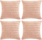 Fancy Homi 4 Packs Boho Pink Decorative Throw Pillow Covers 22x22 Inch for Living Room Couch Bed Sofa, Rustic Modern Farmhouse Home Decor, Soft Plush Corduroy Cute Square Cushion Case 55x55 cm