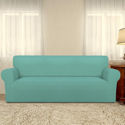 PureFit Super Stretch Sofa Slipcover – Spandex Non Slip Soft Couch Sofa Cover, Washable Furniture Protector with Non Skid Foam and Elastic Bottom for Kids, Pets （Sofa, Cyan）