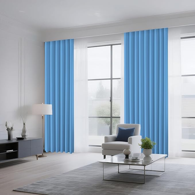 CUCRAF Light Blue Blackout Curtains 72 inch Length 2 Panels Set, Rod Pocket Room Darkening Drapes for Bedroom Living Room, Insulated Thermal Light Blocking Window Curtain (W52 x L72 Inch)
