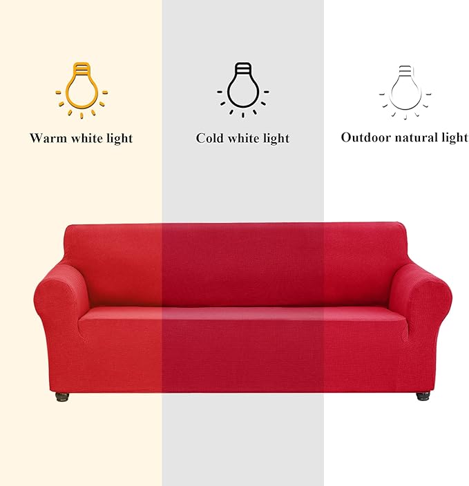 Joccun Christmas Stretch Loveseat Couch Cover Slipcover, 1-Piece Sofa Cover for 2 Cushion Couch Spandex Jacquard Washable Furniture Protector Cover for Living Room,Kids,Pets（Loveseat,Ruby）