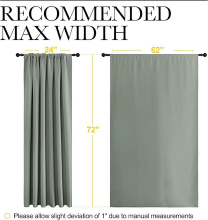 NICETOWN 2 Panels Blackout Curtains, Rod Pocket Window Curtains Room Darkning Drapes for Bedroom/Living Room, Thermal Insulated Solid Draperies for Home Office/Study, 62 by 72-Inch, Greyish Green