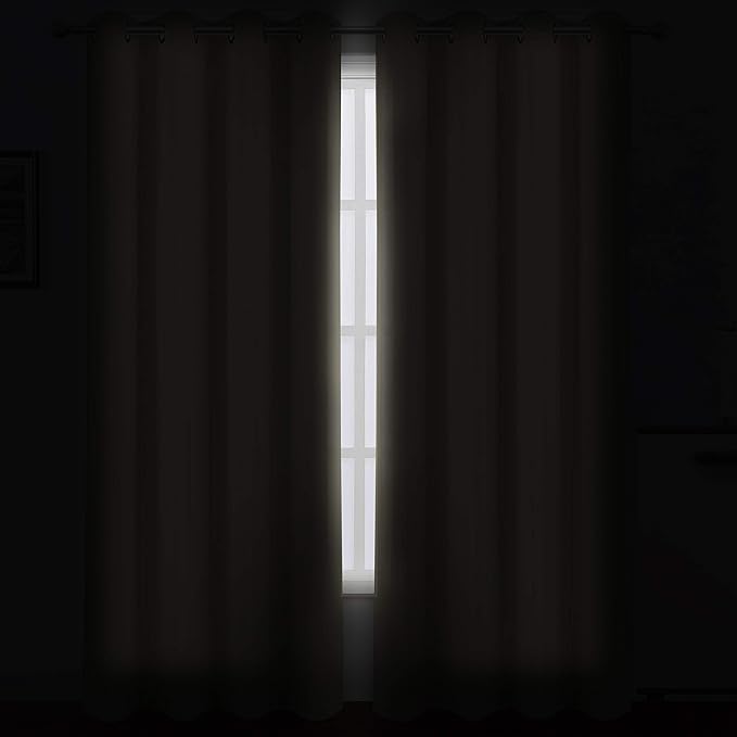 LEMOMO Beige Thermal Blackout Curtains/52 x 95 Inch/Set of 2 Panels Room Darkening Curtains for Bedroom