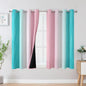Estelar Textiler Pink and Teal Blackout Curtains 54 Inch Length, Full Light Blocking Gradient Grommet Drapes for Living Room, Thermal Insulated Ombre Curtains for Bathroom, 52Wx54L, 2 Panels