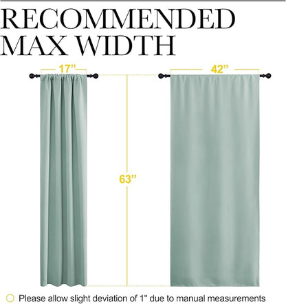 NICETOWN Curtains for Living Room 2 Panels, Rod Pocket Thermal Drapes for Bedroom, Room Darkning Fresh Shading Blinds Modern Home Decoration for Girls, W42 x L63 in per Panel, Seafoam Green