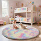 yulidayang Rainbow Fluffy Round Area Rugs for Bedroom,5'X5'Shag Circle Area Rugs for Girls Room,Non Slip Fuzzy Plush Rug for Kids Room Living Room and Dorm Home Decor Rug