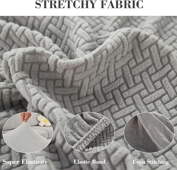 Sofa Covers Couch Covers for Sofa Pet Friendly Couch Cushion Covers Universal Sofa Covers Washable Stretch Slipcovers for Sectional Sofa (Texture Light Gray, 3 Seats + Chaise Cover)