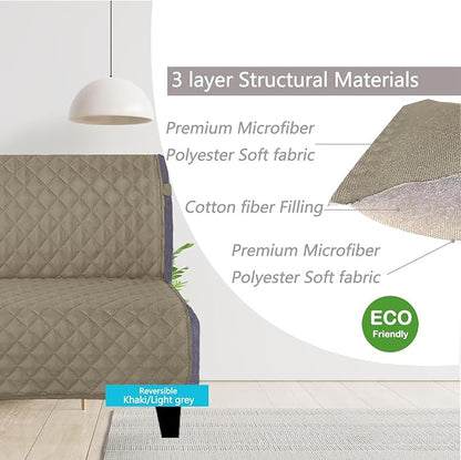 U-NICE HOME Reversible Futon Cover Sofa Slipcover Armless Furniture Protector Couch Cover Water Resistant, Khaki/Light Grey