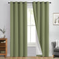 Yakamok 100% Blackout Curtain Panels 84 inches Cold and Light Blocking Drapes for Nursery, 2 Thick Layers Thermal Insulated Draperies (2 Pieces, 50 Wide Each Panel, Sage Front with White Backing)