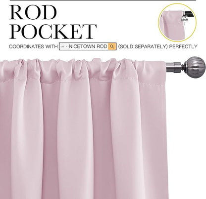 NICETOWN Bedroom Curtains, Room Darkening Draperies Window Curtain Panels, Thermal Insulated Room Darkening Curtains (Lavender Pink, 2 Panels, W34 x L63)