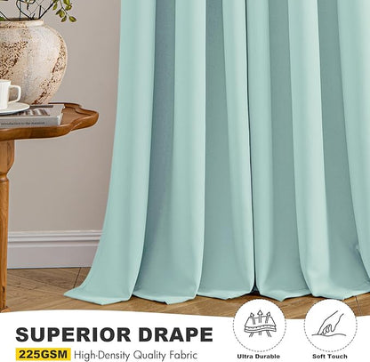 MIULEE Aqua Blackout Curtains for Bedroom Living Room 84 Inches Long 2 Panels, Thermal Insulated Room Darkening Drapes Solid Grommet Noise Reduction Light Blocking Window Treatments 40x84 Inch