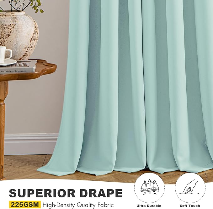 MIULEE Aqua Blackout Curtains for Bedroom Living Room 54 Inches Long 2 Panels, Thermal Insulated Room Darkening Drapes Solid Grommet Noise Reduction Light Blocking Window Treatments 40x54 Inch