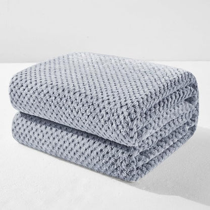 Exclusivo Mezcla Fleece Bed Blanket Queen Size, Super Soft and Warm Blankets for Couch, Sofa and Bed Waffle Textured, Cozy, Fuzzy and Lightweight (Heather Navy Blue, 90x90 Inches)