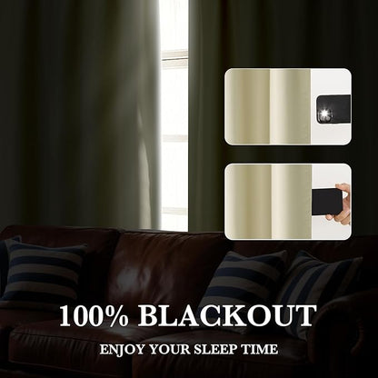 RYB HOME 100% Blackout Short Curtains for Small Window, Thermal Insulated Total Room Darkening Noise Reducing Curtains for Basement Bathroom RV Cars, 29 inches Wide by 24 inches Long, Beige
