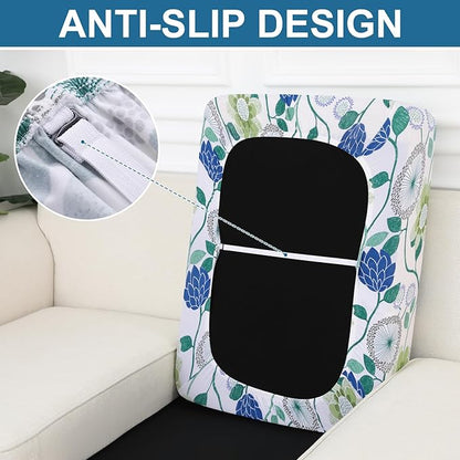 Smiry Printed Couch Cushion Covers, Stretch Soft Couch Covers for Sofa, Washable Non-Slip Sofa Slipcover Furniture Protector for Indoor and Outdoor (2 Pack, Light Green)