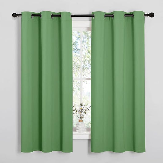 NICETOWN Froest Green Blackout Curtains 40 inches Length for Kitchen, 2 Panels, 29" Wide, Thermal Insulated Decoration Drapes for Small Window