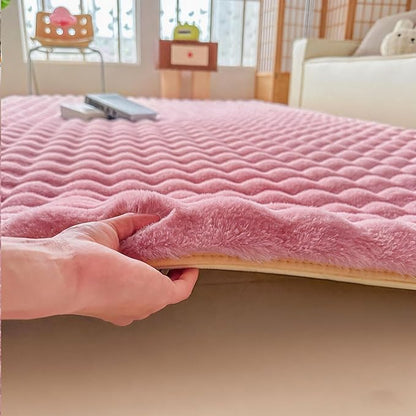 Pink Rabbit Plush Rug 8'x10', Fluffy Faux Fur Shaggy Area Rug for Nursery, Kids Room Decor, Soft Fuzzy Carpet for Living Room, Bedroom, Teen Girls Room