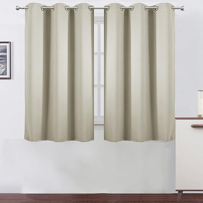 LEMOMO Light Beige Thermal Blackout Curtains/42 x 63 Inch/Set of 2 Panels Room Darkening Curtains for Bedroom