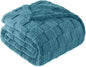 Exclusivo Mezcla King Size Flannel Fleece Blanket, Super Soft and Warm Lightweight Checkered Pattern Blanket for All Seasons, 90x104 Inches, Slate Blue