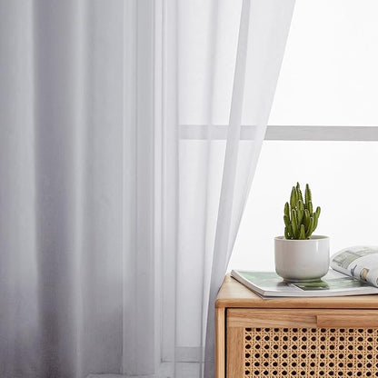 Simplebrand Light Grey Sheer Curtains 63 Inch Length 2 Panels, Rod Pocket Solid Color Window Sheer Curtain Panels, Elegant Curtains & Drapes for Living Room, Bedroom 2 Panels (42" W x 63" L)