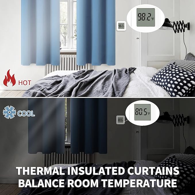 BGment Blackout Curtains for Bedroom - Grommet Thermal Insulated Room Darkening Curtains for Living Room, Set of 2 Panels (52 x 84 Inch, Faded Denim)
