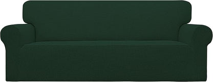Easy-Going Stretch Sofa Slipcover 1-Piece Sofa Cover Furniture Protector Couch Soft with Elastic Bottom for Kids, Polyester Spandex Jacquard Fabric Small Checks (Sofa, Dark Green)