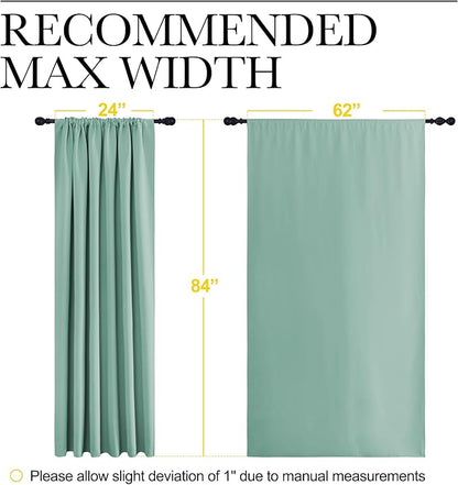 NICETOWN 2 Panels Blackout Curtains, Rod Pocket Thermal Insulated Drapes 84 inches Long, Easy-Care Modern Home Decoration Sunshades for Guest Room, Living Room, Office, 62 x 84 Inch, Aqua
