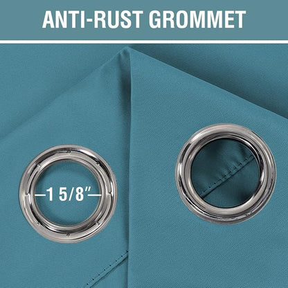 H.VERSAILTEX Blackout Curtain for Living Room Small Window Kitchen Blackout Curtains 45 inch Length Energy Saving Solid Grommet Blackout Drape, One Panel, Storm Blue, 52" W x 45" L