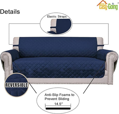 Easy-Going Chair Sofa Slipcover Reversible Sofa Cover Water Resistant Couch Cover Furniture Protector Cover with Elastic Straps for Pets Kids Children Dog Cat (Chair, Navy/Navy)