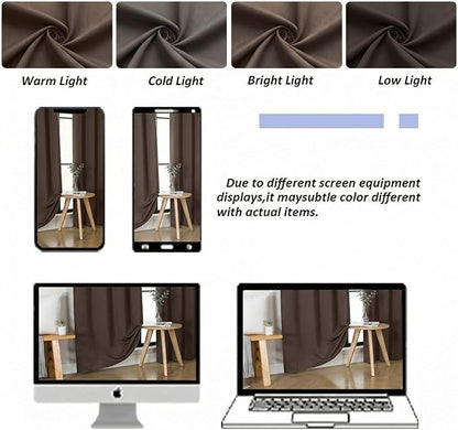 Simplebrand Ava Chocolate Short 36 Inches Blackout Curtain 2 Panels Set, Half Window Rod Pocket Privacy Curtain Tiers for Kitchen, Curtains Blackout for Bathroom Shades, W40 x L36 Inch, Chocolate