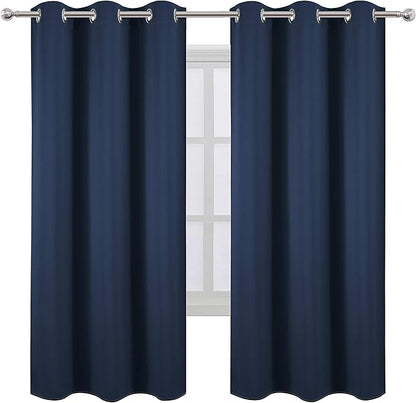 LEMOMO Navy Blue Thermal Blackout Curtains/42 x 72 Inch/Set of 2 Panels Room Darkening Curtains for Bedroom