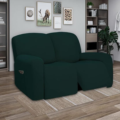PureFit Super Stretch Loveseat Recliner Sofa Couch Cover with Pocket – 2 Seat Non Slip Soft Sofa Slipcover, Washable Reclining Furniture Protector for Kid, Pet (Recliner Loveseat, Deep Teal)