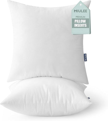 MIULEE Set of 2 Throw Pillow Inserts 20x20 Inches, Nowoven Decorative Pillow Inserts for Living Room (Pack of 2)