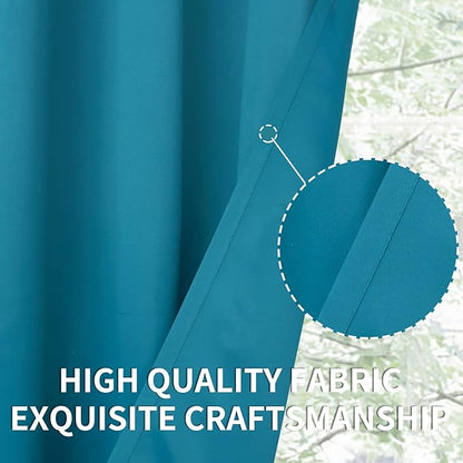 BGment Blackout Curtains - Grommet Thermal Insulated Room Darkening Bedroom and Living Room Curtains, Set of 2 Panels (52 x 63 Inch, Peacock Blue)