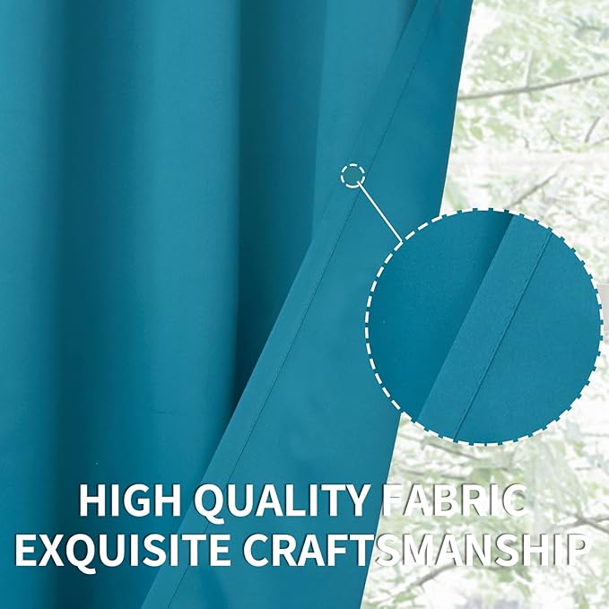 BGment Blackout Curtains - Grommet Thermal Insulated Room Darkening Bedroom and Living Room Curtains, Set of 2 Panels (52 x 45 Inch, Peacock Blue)