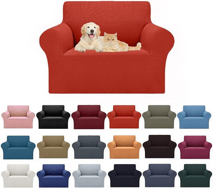 Cupuamon 2026 New Stretch Chair Sofa Slipcovers Couch Cover for 1 Seater Furniture Protector Sofa Covers with Elastic Bottom Jacquard Fabric Small Checks for Pets, Kids - Pureed Pumpkin