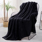 Exclusivo Mezcla Fleece Throw Blanket for Couch and Bed, 50x70 Inches Soft Cozy Jacquard Flannel Blankets, Lightweight Fuzzy Plush Warm Throws for Women, Black