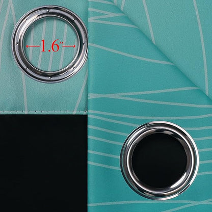 Estelar Textiler Navy Blue and Teal Blackout Curtains 45 Inch Length, Full Light Blocking Gradient Drapes for Kitchen, Thermal Insulated Grommet Ombre Curtains for Bathroom,52Wx45L,2 Panels