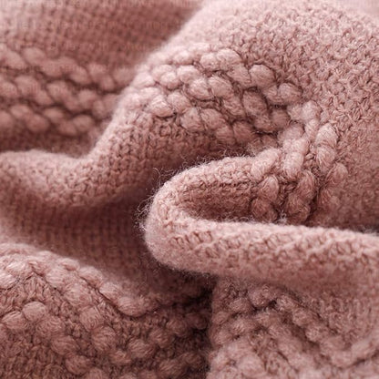BOURINA Coral Pink Throw Blanket 60 x80 Inches Textured Solid Soft Sofa Throw Bed Runner Knitted Decorative Blanket
