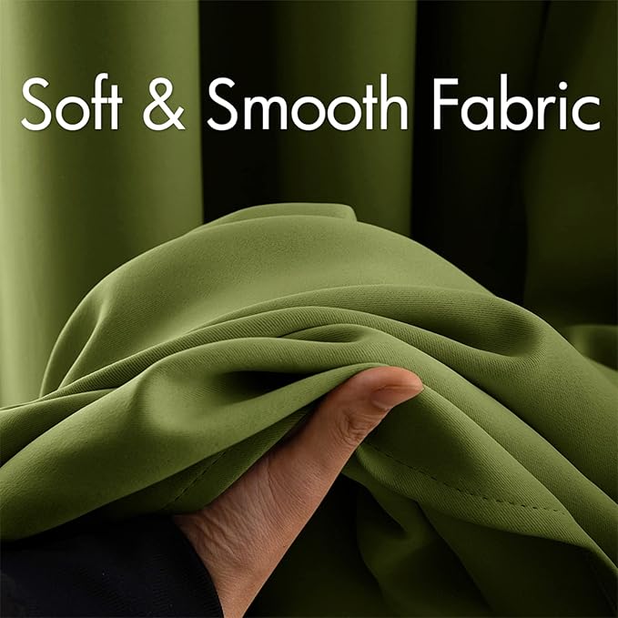MIULEE Blackout Curtains Room Darkening Thermal Insulated Black Out Drapes Solid Window Treatment Set Grommet Top Light Blocking Curtain for Living Room/Bedroom 2 Panels 52x84 inch,Olive Green