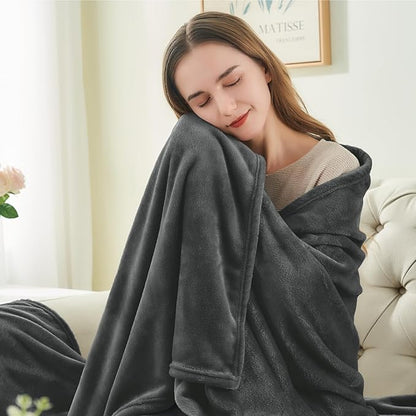 BEDELITE Fleece Blanket Charcoal Grey Throw Blankets for Couch & Bed, Luxury Plush Cozy Fuzzy 50x70 inches, Super Soft Warm Lightweight Throw for Travel Camping