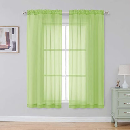 Simplebrand Lime Sheer Curtains 84 Inches Long, Light Filtering Rod Pocket Solid Color Window Sheer Curtain Panels, Elegant Curtains & Drapes for Living Room, Bedroom 2 Panels (Lime, 42" W x 84" L)