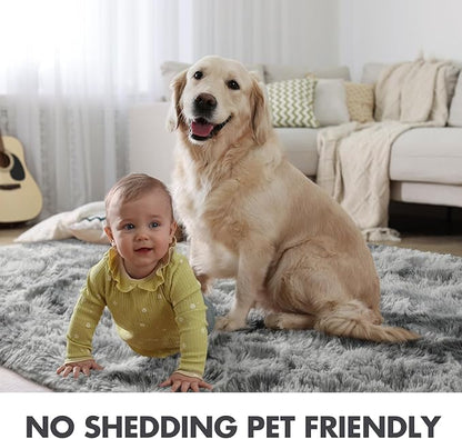 10x14 Ft Extra Large Shag Rugs for Living Room, Ultra Soft Fluffy Furry Area Rugs for Bedroom Indoor Floor, Aesthetic Carpet for Kids Home Decor (Light Grey)
