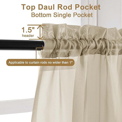 Chyhomenyc Taupe Sheer Curtains 120 Inches Long - Light Filtering Voile Extra Long Panel Drapes for Floor to Ceiling Window, Elegant Soft Living Room Curtains, Each 42Wx120L Inch, 10FT, 2 Panels