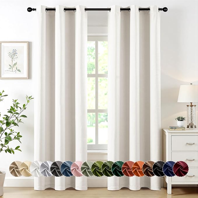 MIULEE Ivory Blackout Curtains for Bedroom Living Room 72 Inches Long 2 Panels, Thermal Insulated Room Darkening Drapes Solid Grommet Noise Reduction Light Blocking Window Treatments 40x72 inch