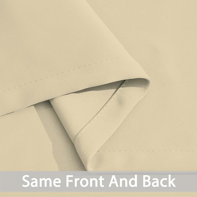 Yakamok Blackout Curtains Room Darkening Thermal Insulated Window Panels,Solid Grommet Top Drapes for Bedroom/Living Room(62Wx72L, Beige, 2 Panels)