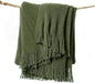 lifein Throw Blanket for Couch, Soft Green Boho Decor Bed Throw,Cozy Knitted Chenille Farmhouse Lightweight Throw (Olive Green,60 * 80")