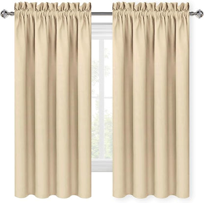DWCN Blackout Curtains for Living Room Thermal Insulated, Energy Saving & Noise Reducing Bedroom Curtains, Beige, W 70x L 72 Inch, Set of 2 Rod Pocket Curtain Panels